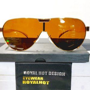 COPY - Mens Polarized Classic Sunglasses 100%UV high-polished gold metal frame …